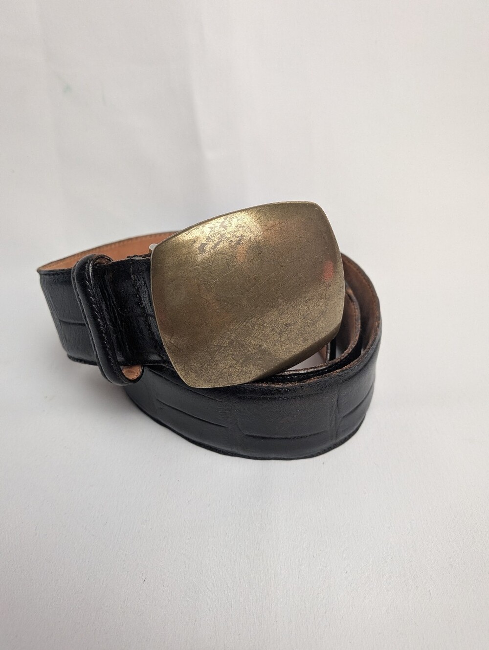JOSEF Leather Men Belt (Unisex) Large Black Color Made In Canada Brass Buckele